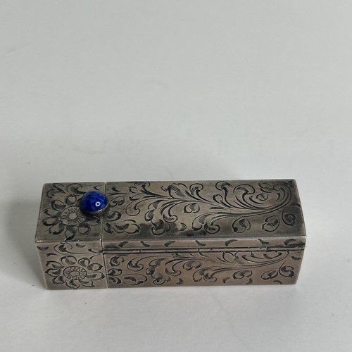 Antique Vintage 925 Sterling Silver ? Or 800 Lipstick Case Compact Mirror Etched - Picture 2 of 12