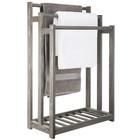 3 Tier Freestanding Gray Wood Towel Rack Stand w/ Bath Towel Bar, Towel Holder