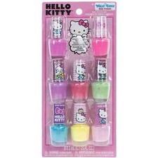 Hello Kitty 8-Pack Nail Polish Set   Water-Based, Non-Toxic, Peel-Off for Kids