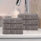 Zero Twist Cotton Solid Waffle Honeycomb Medium Weight Hand Towel Set of 6