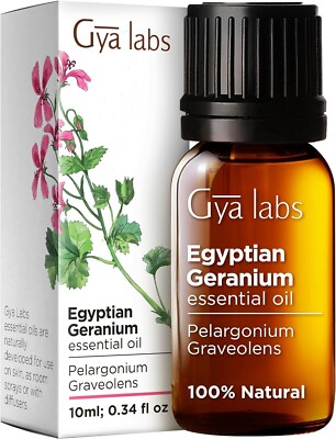 Gya Labs Egyptian Geranium Essential Oil (10ml) - Aromatherapy Geranium Essen...