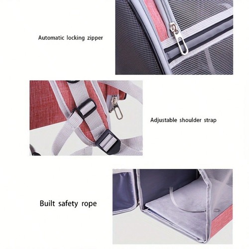 Foldable Breathable Pet Carrier Backpack-Ventilation,Safety Strap, 15lbs - Picture 31 of 43