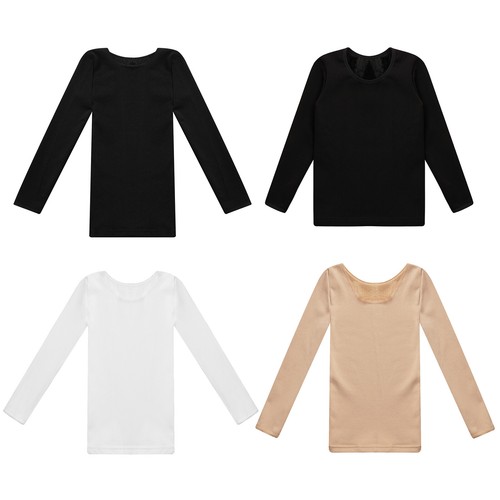 Kinder Mädchen Hemd Lässige Unterwäsche Rundhalsausschnitt Tanzbekleidung Thermo-Unterhemden Tops - Bild 3 von 32