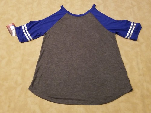 Colosseum Own The Stands Boise State Broncos Gray Blue Cold Shoulder T-Shirt S - Picture 8 of 12