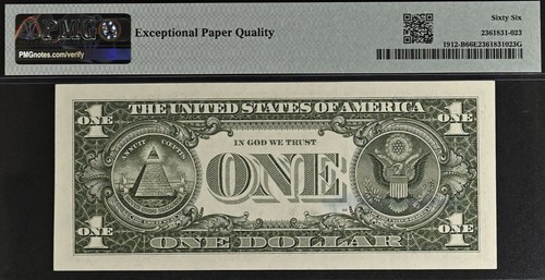 1981A $1 Federal Reserve Note - PMG 66EPQ - Dual Autograph - Ortega / Regan - Picture 3 of 3