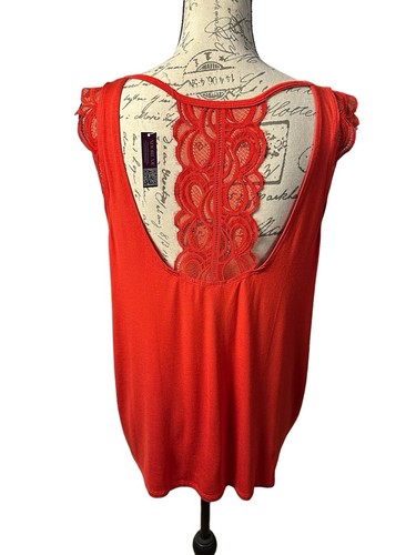 Adore Me Tank Top Womens Size Large Red Lace Racer Back Ruffled Detailing Top - Picture 4 of 16