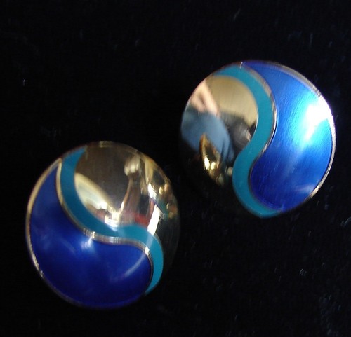 Vintage Laurel Burch & Isle of Skye Ohrringe Set: Ying Yang & lila Flügel - Bild 2 von 7