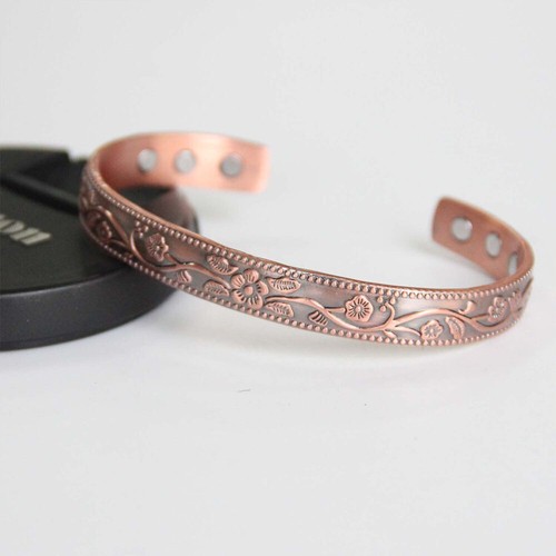 Pulsera de tratamiento magnético con flor de ciruelo para mujer de cobre - Imagen 7 de 12