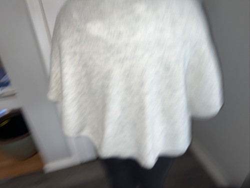 Cat & Jack Girls Ivory/Gray Colorful Pom Cape Poncho Sweater Top L/XL acrylic - Picture 2 of 6