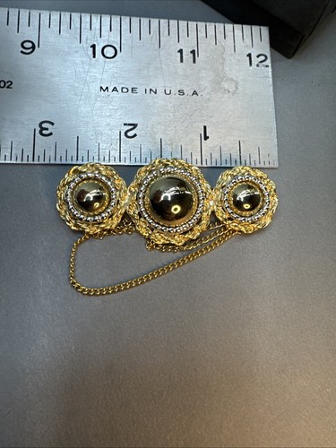 Chatelaine Intricate Brooch & Earrings Vintage 80’s 90’s Mogul Gold Silver tone - Picture 11 of 13