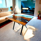 Beautiful Clear Epoxy Resin Dining Table Custom with Iron legs Luxury Furniture