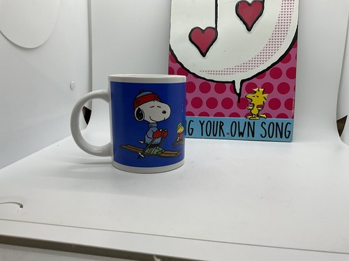 Snoopy and Woodstock mug and wall plaque skiing. musical notes - Picture 4 of 9