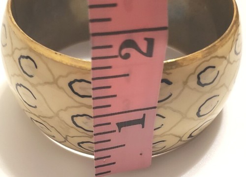 BOHO Bangle Bracelet Adorn letter C Gold-tone Cream Colors A Bold Unique Beauty - Picture 2 of 6
