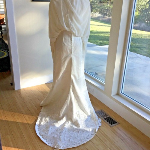 VTG Italian Wedding Dress XS Princess Ivory Babydoll Long Sleeve Lace Romantic - Picture 8 of 11