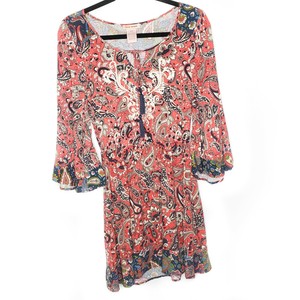 Flying-Tomato-Women-039-s-Paisley-Embroidered-Boho-Bell-Sleeve-Dress-Sz-M-Tassel-Red
