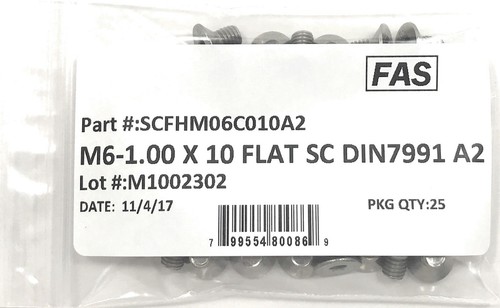 (25) M6 x 1.0 x 10 Stainless Steel Flat Head Socket Cap Screws DIN7991 M6-1.0 A2 - Picture 6 of 6