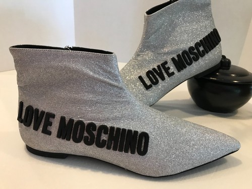 Botas al tobillo plateadas MOSCHINO, botas Moschino plateadas Love Moschino talla 39 - Imagen 4 de 12
