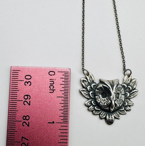 Collana gufo tono argento 3D ciondolo natura cose ornamentali bei dettagli 20" - Foto 7 di 7
