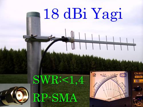 Antena WLAN Antena kierunkowa Yagi 18dBi 4m Low Loss H155 Low Loss Kabel RP-SMA St. - Zdjęcie 1 z 2