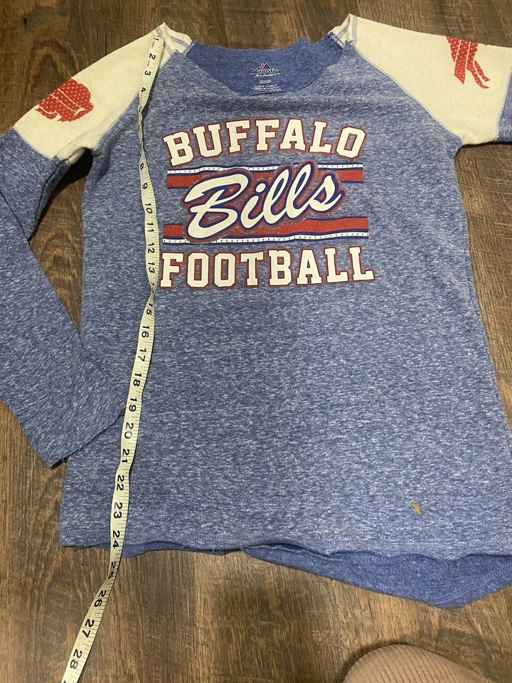Sudadera pequeña para mujer fuera del hombro Buffalo Bills azul marino Foto 3 de 4