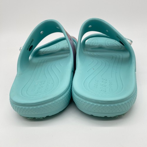 Klassische Crocs Dream Slipper Damen Größe 12 zwei Riemen Pantoletten Sandalen blau 1093 - Bild 10 von 13