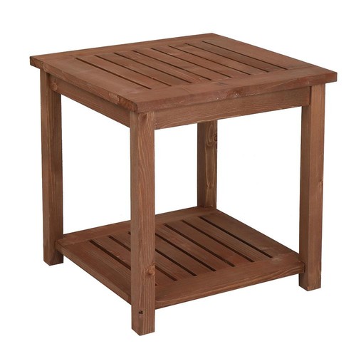 Square Coffee Drinks Side Table Wooden Indoor Outdoor Garden Patio Furniture UK - Picture 6 of 8