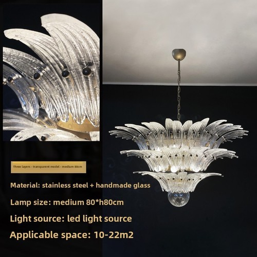 French Style Glass LED Chandelier for Dining Room Living Room Villa Light - Picture 9 of 18