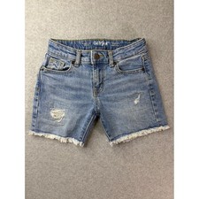 Cat  Jack Girls Relaxed Mid Rise Denim Shorts Blue Distressed Size S 6/7