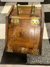 Antique Wooden and Brass Coal Scuttle