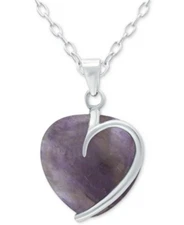 Giani Bernini Sterling Silver Amethyst Heart Necklace 18" NOS