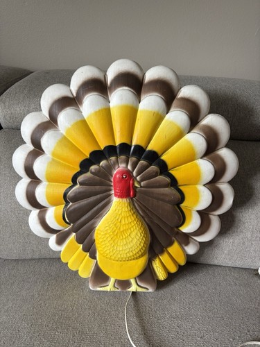 Vintage Thanksgiving Turkey Don Featherstone Union Products Lights Up BLOW MOLD - Picture 2 of 2