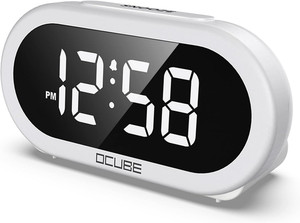 OCUBE LED Digital Alarm Clock with 5 Optional Alarm Sounds USB Charging Port