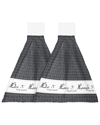 2 Pack Hanging Kitchen Hand Towels, Live Love Laugh 2pcs Live Love Laughkew0614 - Picture 2 of 7