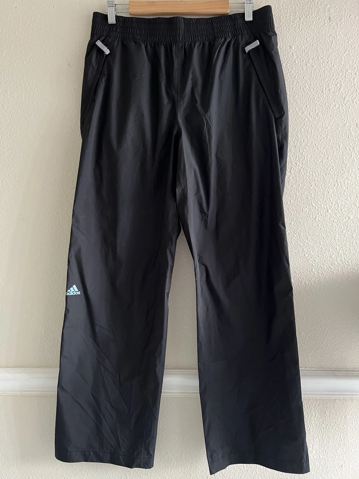 Adidas Track Pants Black Climaproof Packable Rain Pants Mens M Retro Athleisure