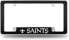 New Orleans Saints Metal License Plate Frame Tag Cover Carbon Fiber Design...