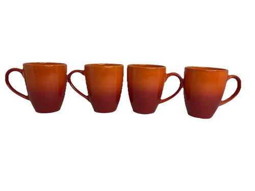 Set Of 4 Waechtersbach FUN FACTORY Ombre Orange Red Mugs 4” Germany