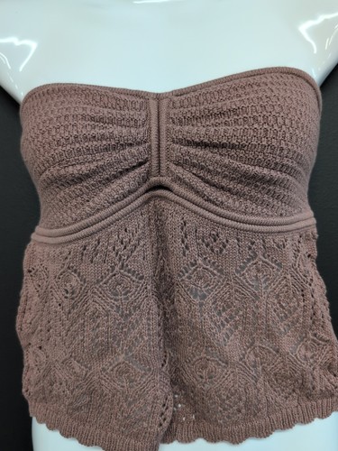 American Eagle Outfitters AE Cropped Crochet Tube Top Women's US Small Brown - Picture 2 of 9
