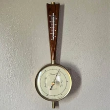 Vintage Midcentury Airguide Banjo Style Barometer