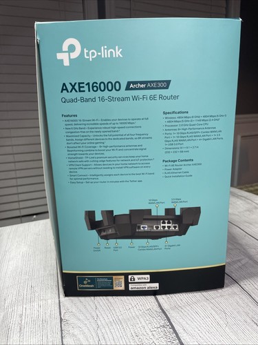 TP-Link Archer AXE300 AXE16000 Wireless Quad Band 16 Stream WiFi 6E Router - New - Afbeelding 6 van 17