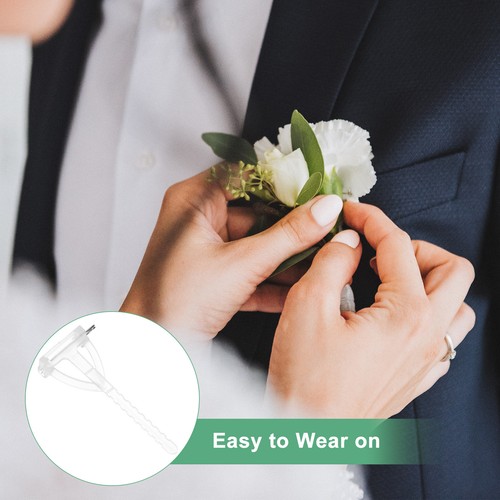 40Pcs Boutonnieres Safety Pins, Plastic Triangle Corsage Pin Buttonhole White - Picture 5 of 7