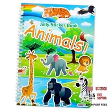 Jelly Sticker Books for Toddlers 2-4 Years, Reusable Sticker Book for Animals