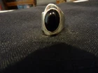 #773-VINTAGE STERLING SILVER MEXICO ATI-925 BLACK ONYX RING-NICE