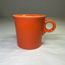 GUC Fiestaware Fiesta, HLC Poppy Orange Coffee Mug, 10 OZ, Boho O-Ring Handle