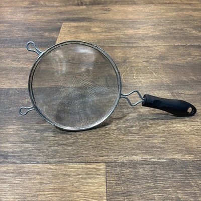 Vintage Metal Mesh Strainer 6  Sieve Kitchen Colander Black Handle