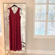 NWT C and C California Womens XS Red Linen Sleeveless Maxi Long Tank Flowy Dress