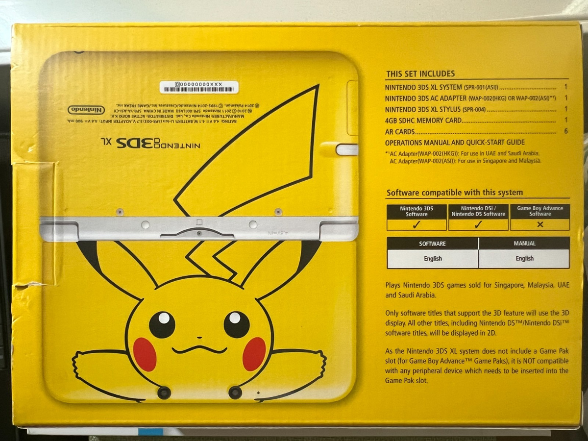 Nintendo 3DS XL Pokémon Edition Yellow Handheld System for