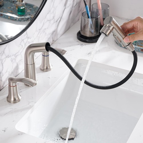 Elegante grifo de baño de acero inoxidable amplio con características de fácil instalación - Imagen 3 de 10