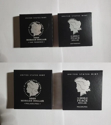 (4) Coins * 2023 Morgan and Peace Silver Dollars * SF Proof * Phil UNC *  (a9)