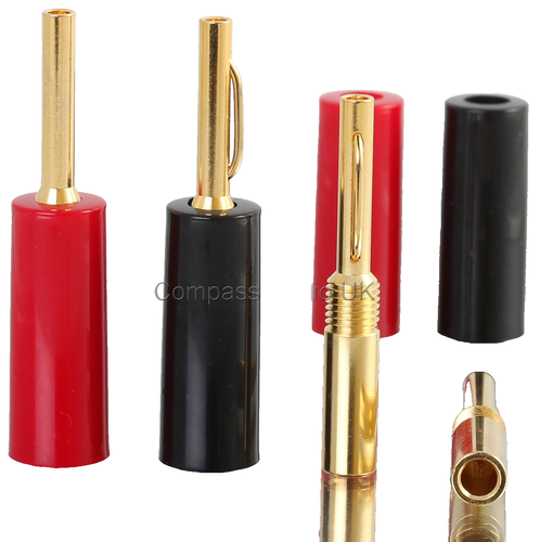 8 Crimp 4mm Gold BANANA PLUGS for 3.8mm Speaker Cable Professional Connectors - Picture 3 of 8