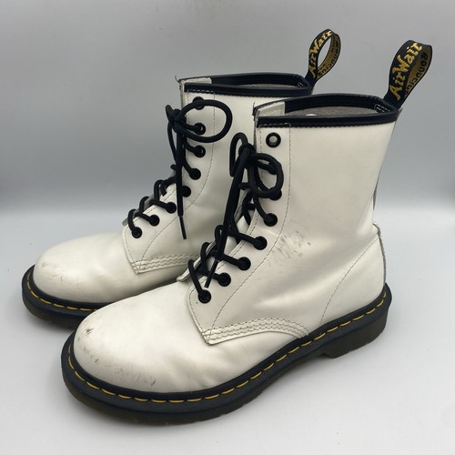 Dr. Doc Martens 11821 Bota Clásica de Cuero con Cordones - Blanca - EE. UU. 8L Air Wair - Imagen 2 de 6